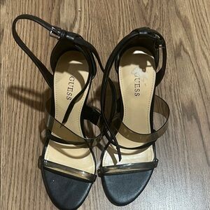 GUESS Black Sandals with Clear Straps